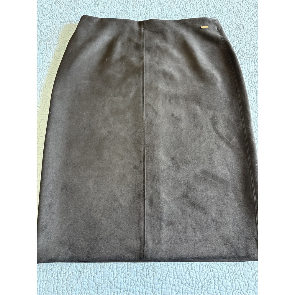 Tahari NWT Women's Large Black Faux Suede Leather Skirt
